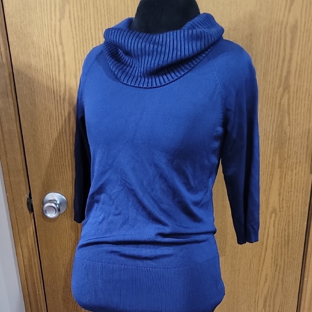 Ann Taylor Dark Navy Blue Cowl Neck Sweater